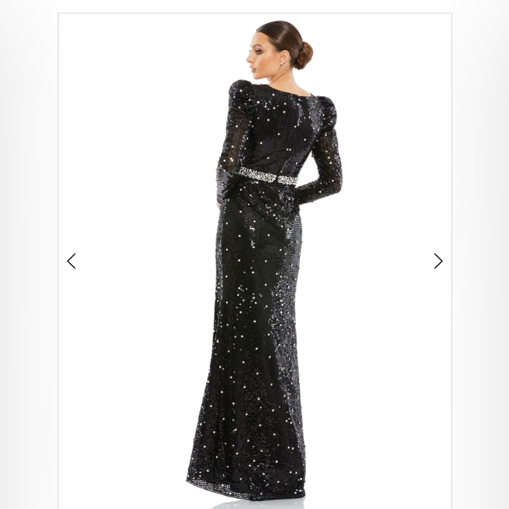 Mac Duggal Black Sequin Maxi Dress NWT